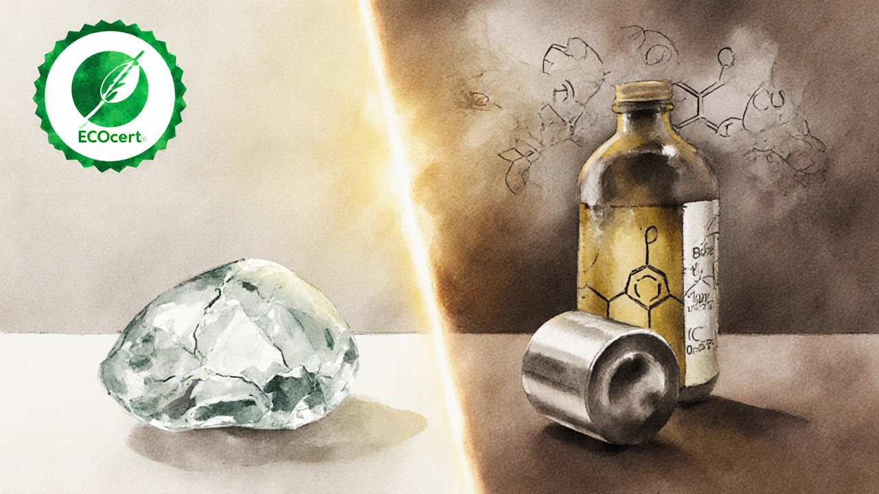 Kontrast mezi bezpečnými ekologickými pomůckami a nebezpečnými syntetickými materiály.