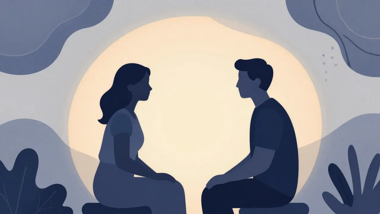 Abstraktní ilustrace bezpečného prostoru a důvěry mezi klientem